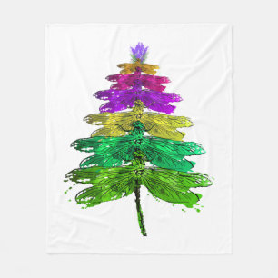 Merry Christmas Dragonfly Christmas Tree T Shirt Fleece Blanket