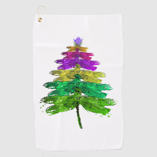 Merry Christmas Dragonfly Christmas Tree T Shirt Golf Towel