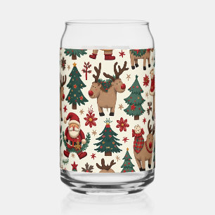 Merry Christmas Drinkware Set Can Glass