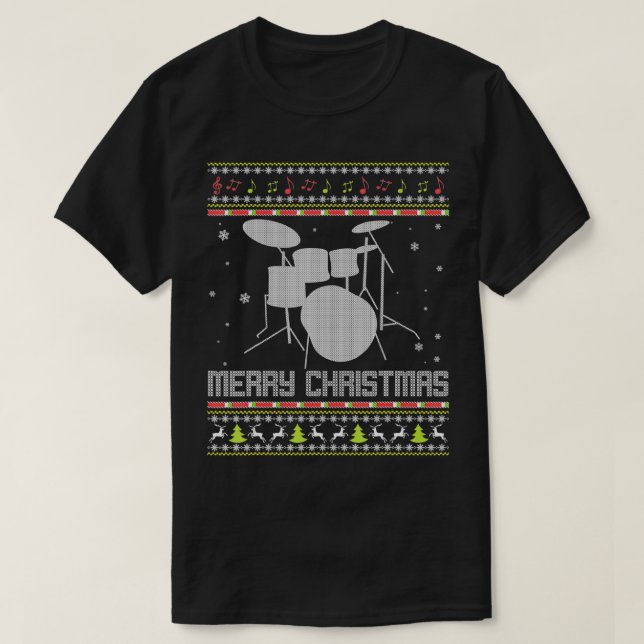 Merry Christmas Drummer Ugly Sweater Musician Xmas (Design Front)