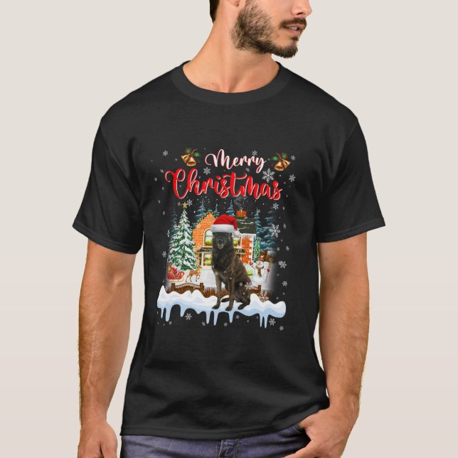 Merry Christmas Dutch Shepherd Dog Santa Hat Light T-Shirt (Front)