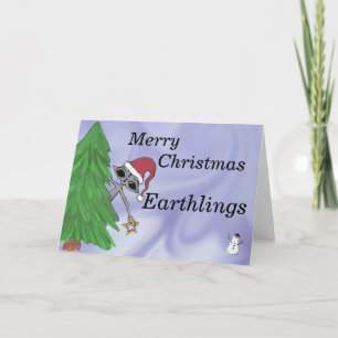 Merry Christmas Earthlings Alien Holiday Card