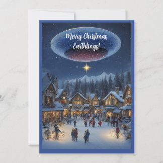 Merry Christmas Earthlings funny alien christmas Holiday Card