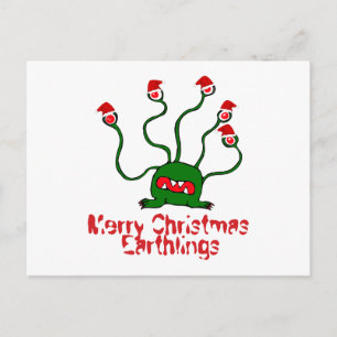 Merry Christmas Earthlings Holiday Postcard