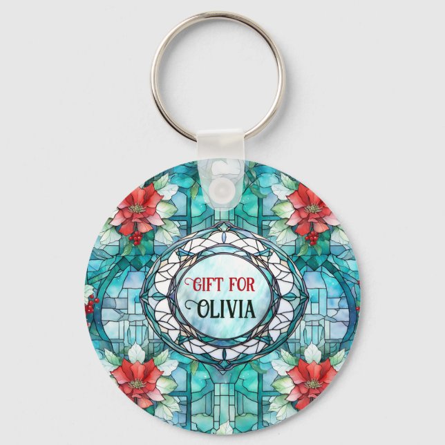 "Merry Christmas!" Editable Slogan Key Ring (Back)