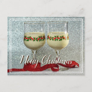 Merry Christmas Eggnog Glasses Postcard