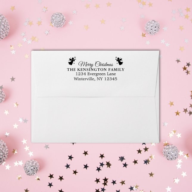 Merry Christmas Elegant Angel Address Envelope (Custom Christmas Envelope with Family Address)