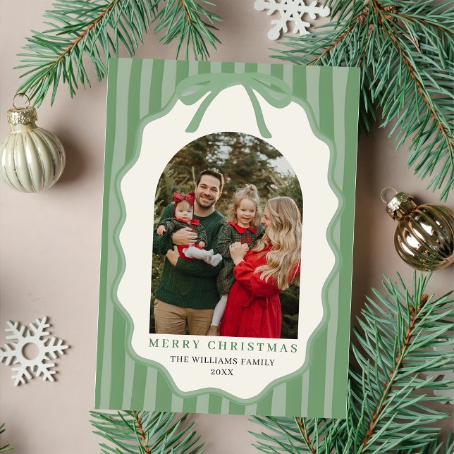 Merry Christmas Elegant Bow Photo Holiday Card (Creator Uploaded)