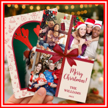 Merry Christmas Elegant Bow Present Photo Collage 