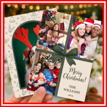Merry Christmas Elegant Bow Present Photo Collage 
