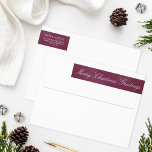 Merry Christmas Elegant Burgundy Return Address Wrap Around Label<br><div class="desc">Dress up your envelopes in style! This wrap-around return address label features a burgundy / wine red background with a watercolor textured appearance and elegant white custom text that can be fully personalised with a "Merry Christmas Greetings" (or other) message in script,  along with your return address.</div>