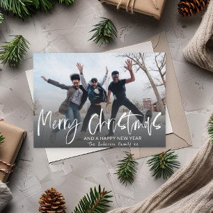 Merry Christmas Elegant Calligraphy 1 Photo Holida Postcard