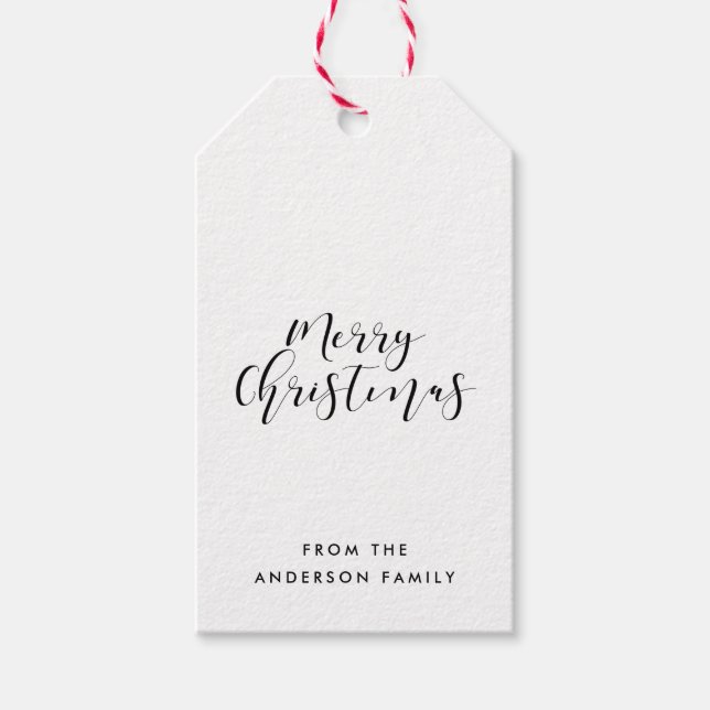 Merry Christmas elegant calligraphy Gift Tags (Front)