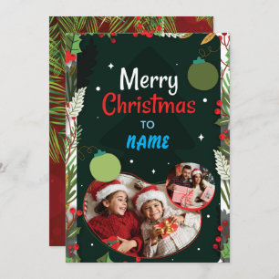 Merry Christmas Elegant Calligraphy Script Photo  Holiday Card