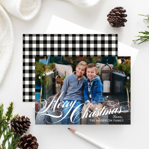 Merry Christmas Elegant Calligraphy Script Photo Holiday Card