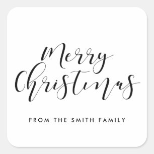 Merry Christmas elegant calligraphy Square Sticker