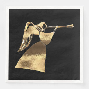 Merry Christmas Elegant Chic Angel Playing Trumpet Napkin