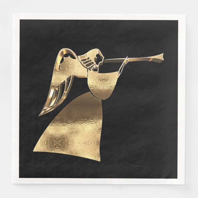 Merry Christmas Elegant Chic Angel Playing Trumpet Napkin (Front)