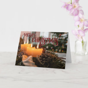 Merry Christmas elegant Christmas wreath candles Card
