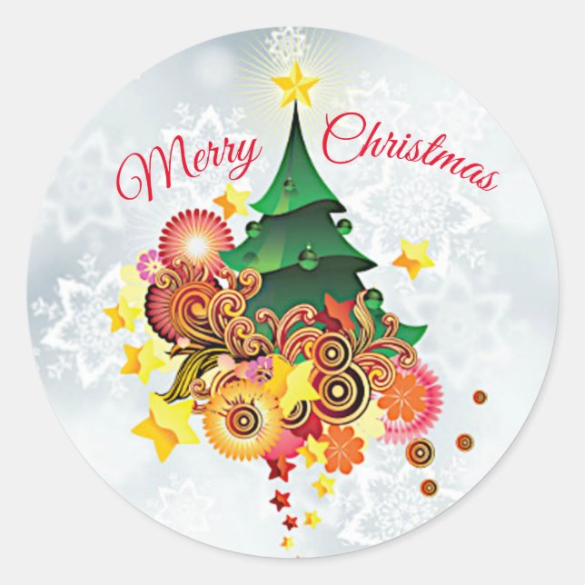 Merry Christmas elegant Classic Round Sticker (Front)