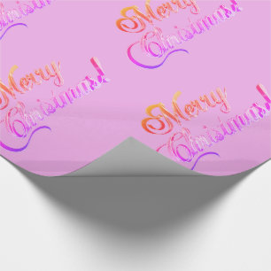 Merry Christmas Elegant Colourful Pink Purple Text Wrapping Paper