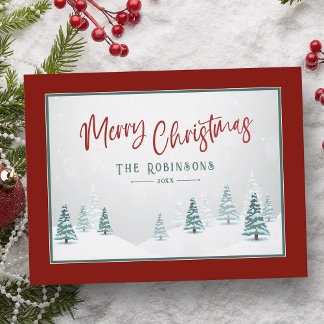 Merry Christmas Elegant Country Winter Spruce Tree Holiday Postcard