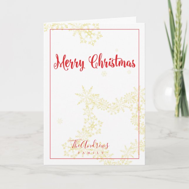 Merry Christmas Elegant Design with Snowflakes Holiday Card (Front)