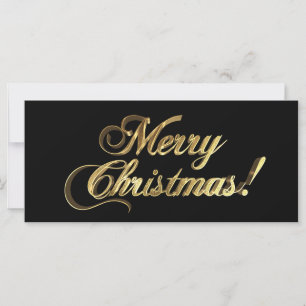 Merry Christmas Elegant Faux Gold Foil  on Black