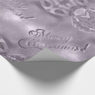 Merry Christmas Elegant Faux Silver Gray Pink Wrapping Paper
