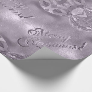 Merry Christmas Elegant Faux Silver Grey Pink Wrapping Paper