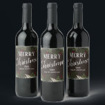 Merry Christmas Elegant Floral Berries Wine Label<br><div class="desc">Merry Christmas wine bottle stickers. Simple yet elegant floral berry design design. All text is adjustable and easy to change for your own party needs.</div>
