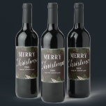 Merry Christmas Elegant Floral Berries Wine Label<br><div class="desc">Merry Christmas wine bottle stickers. Simple yet elegant floral berry design design. All text is adjustable and easy to change for your own party needs.</div>