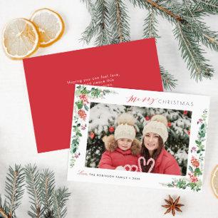 merry christmas elegant floral borders holiday card