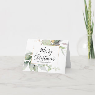 Merry Christmas Elegant Gold Eucalyptus Modern Card