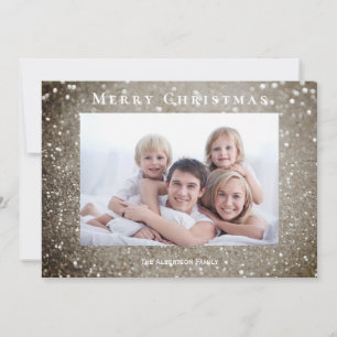Merry Christmas Elegant Gold Glitter Red Photo Holiday Card