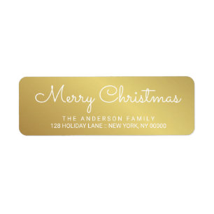 Merry Christmas Elegant Gold Hand Lettered Label