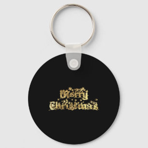 Merry Christmas Elegant Gold Stars Tygraphy T Shir Key Ring