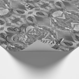 Merry Christmas Elegant Gray Faux Silver Script Wrapping Paper