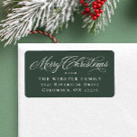Merry Christmas elegant green return address Label<br><div class="desc">Merry Christmas in a classic and elegant script on a hunter green background makes a perfect holiday card accent. This return address label pairs well with the Merry Christmas Elegant Script collection of cards by Lea Delaveris Design but is also versatile enough to work with other holiday designs. The festive...</div>
