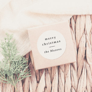 Merry Christmas Elegant Minimalist Typography Classic Round Sticker