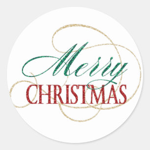 Merry Christmas Elegant Modern Holiday Script Classic Round Sticker
