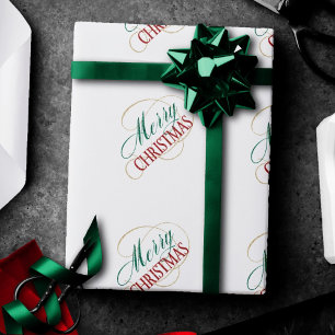 Merry Christmas Elegant Modern Holiday Script Wrapping Paper