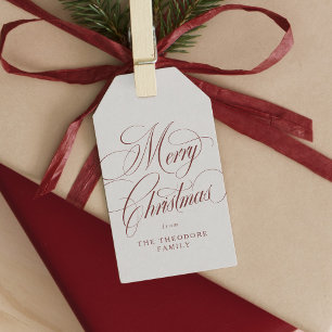 Merry Christmas elegant neutral holiday plaid Gift Tags