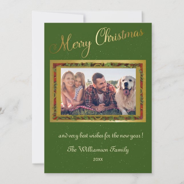Merry Christmas Elegant Photo Frame Holiday Card (Front)