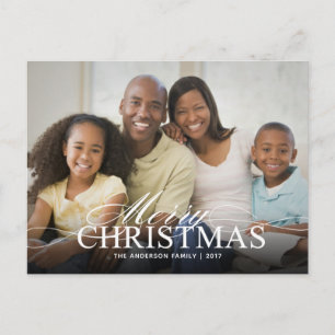 Merry Christmas Elegant Photo with Text Overlay Holiday Postcard