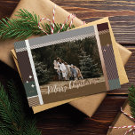 Merry Christmas Elegant Plaid Pattern Photo Frame Foil Holiday Card<br><div class="desc">Spread the joy this holiday season with our elegant foil and plaid photo holiday card. The design features a custom greeting in elegant script foil. The photo is placed within the plaid pattern design with a "Merry Christmas" overlay. Personalise with family signature and year. Design by Moodthogy Papery.</div>