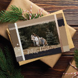 Merry Christmas Elegant Plaid Pattern Photo Frame Foil Holiday Card<br><div class="desc">Spread the joy this holiday season with our elegant foil and plaid photo holiday card. The design features a custom greeting in elegant script foil. The photo is placed within the plaid pattern design with a "Merry Christmas" overlay. Personalise with family signature and year. Design by Moodthogy Papery.</div>