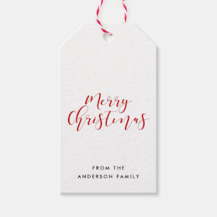 Merry Christmas elegant red calligraphy Gift Tags