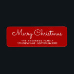 Merry Christmas Elegant Red Hand Lettered Label<br><div class="desc">Modern script text for personalised return address labels. Just add your own custom greeting,  name and address to create a fun and festive decoration for holiday greeting cards and packages.</div>