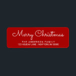Merry Christmas Elegant Red Hand Lettered Label<br><div class="desc">Modern script text for personalised return address labels. Just add your own custom greeting,  name and address to create a fun and festive decoration for holiday greeting cards and packages.</div>